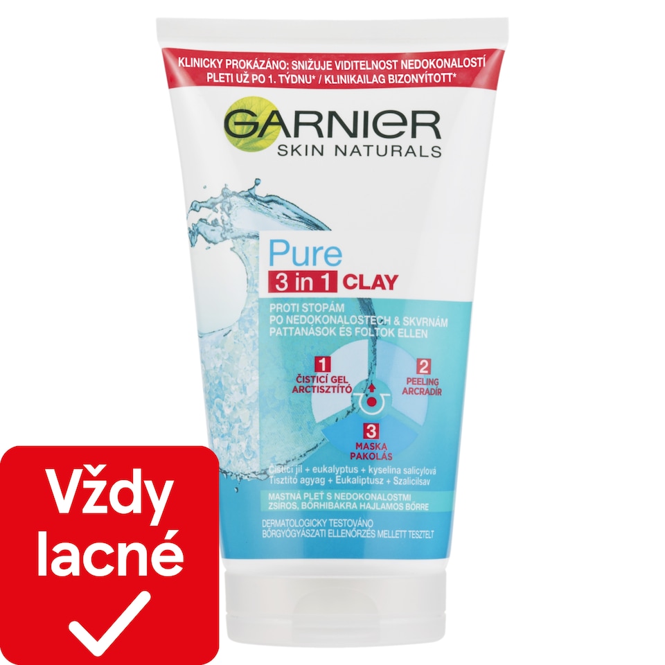Garnier Skin Naturals Pure čistiaci peeling 3 v 1 , 150 ml