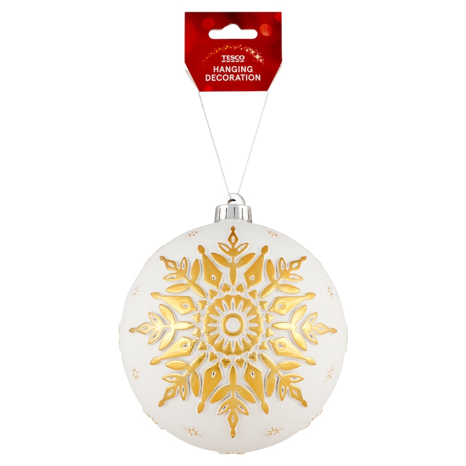 Tesco White Snowflake Bauble Hanging Decor