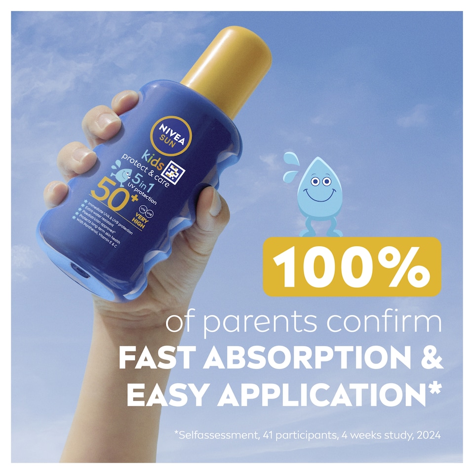 image 1 of NIVEA SUN Kids Protect & Care Coloured Sun Cream Spray SPF50+ 200ml