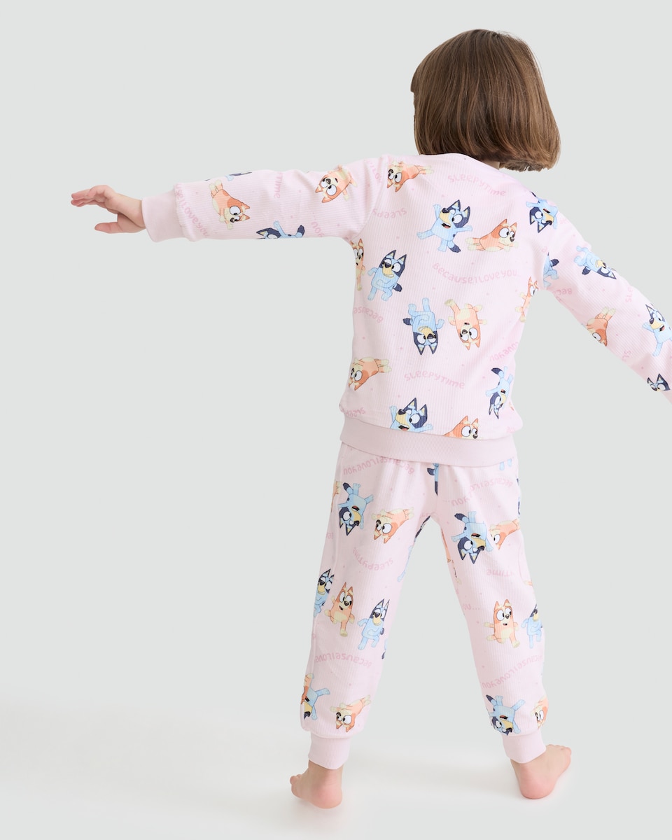 image 1 of Bluey Minky Fleece Pyjamas in Pink