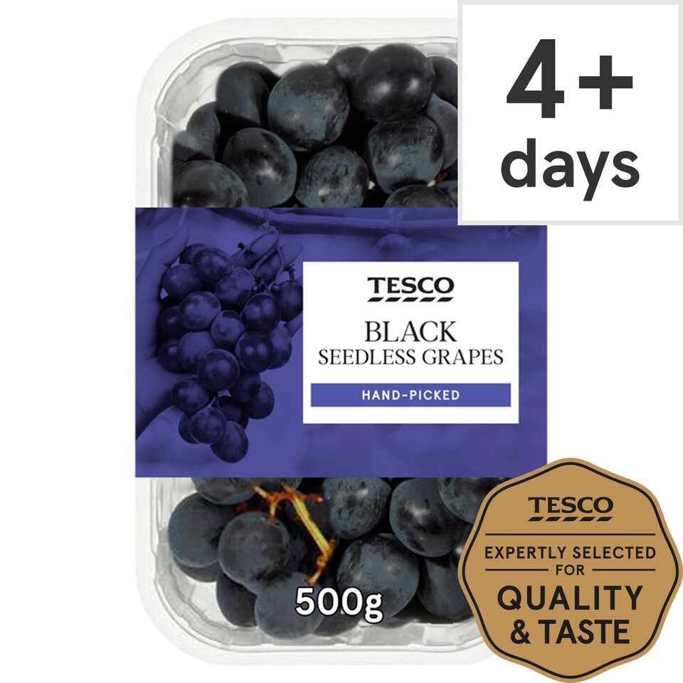 image 1 of Tesco Black Seedless Grapes 500G