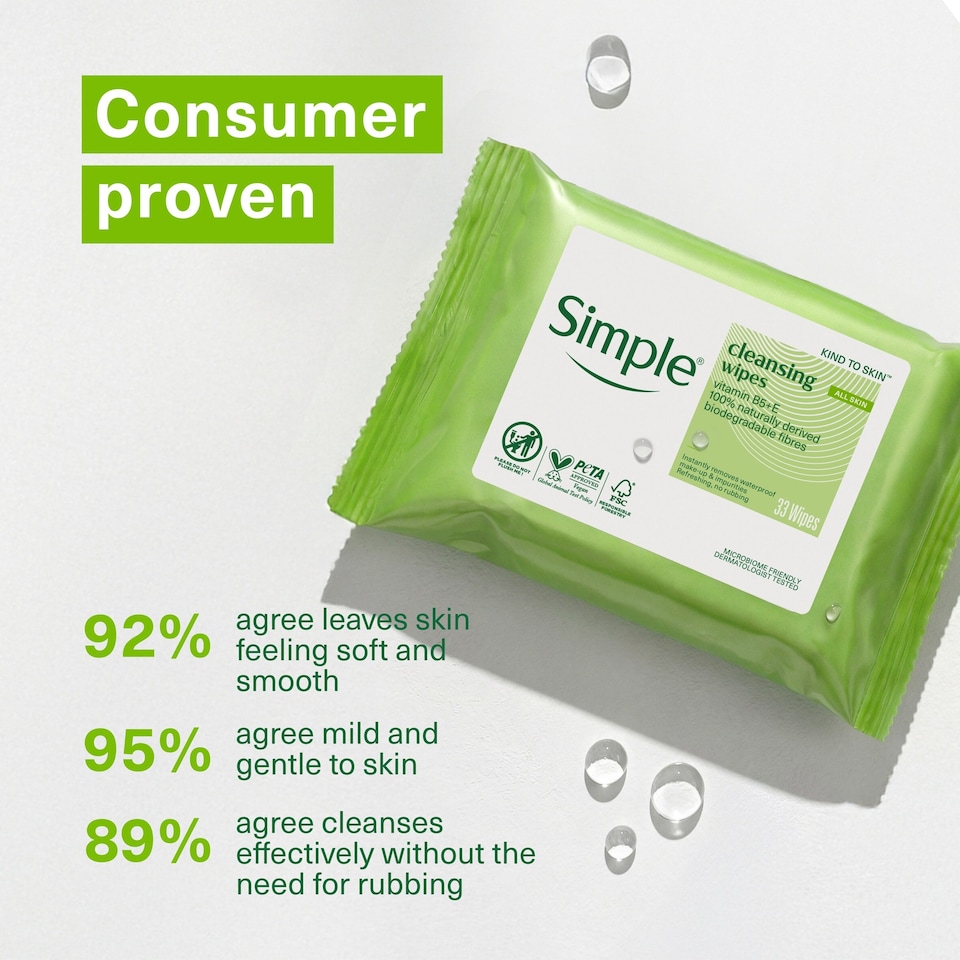 image 1 of Simple Kind To Skin Cleansing Face Wipes 7 Pack