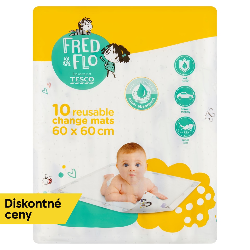 image 1 of Fred & Flo Reusable Change Mats 60 x 60 cm 10 pcs