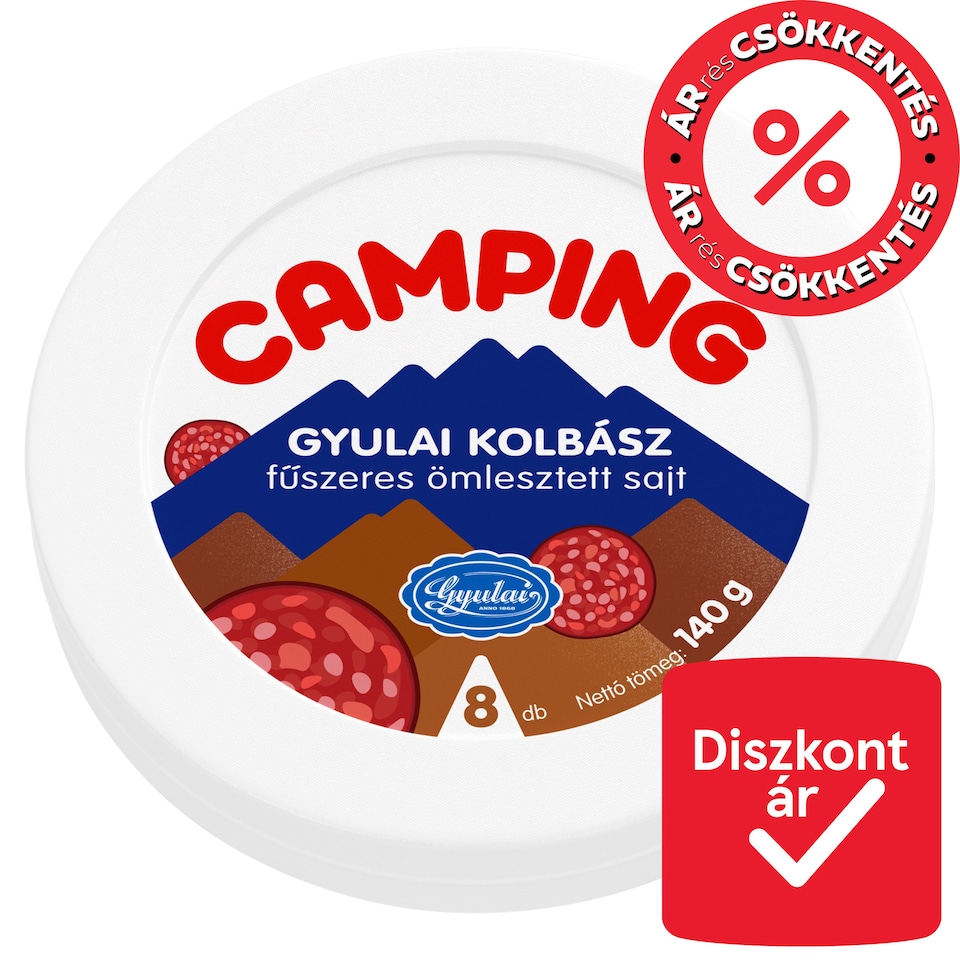 Camping gyulai kolbász fűszeres ömlesztett sajt 8 db 140 g