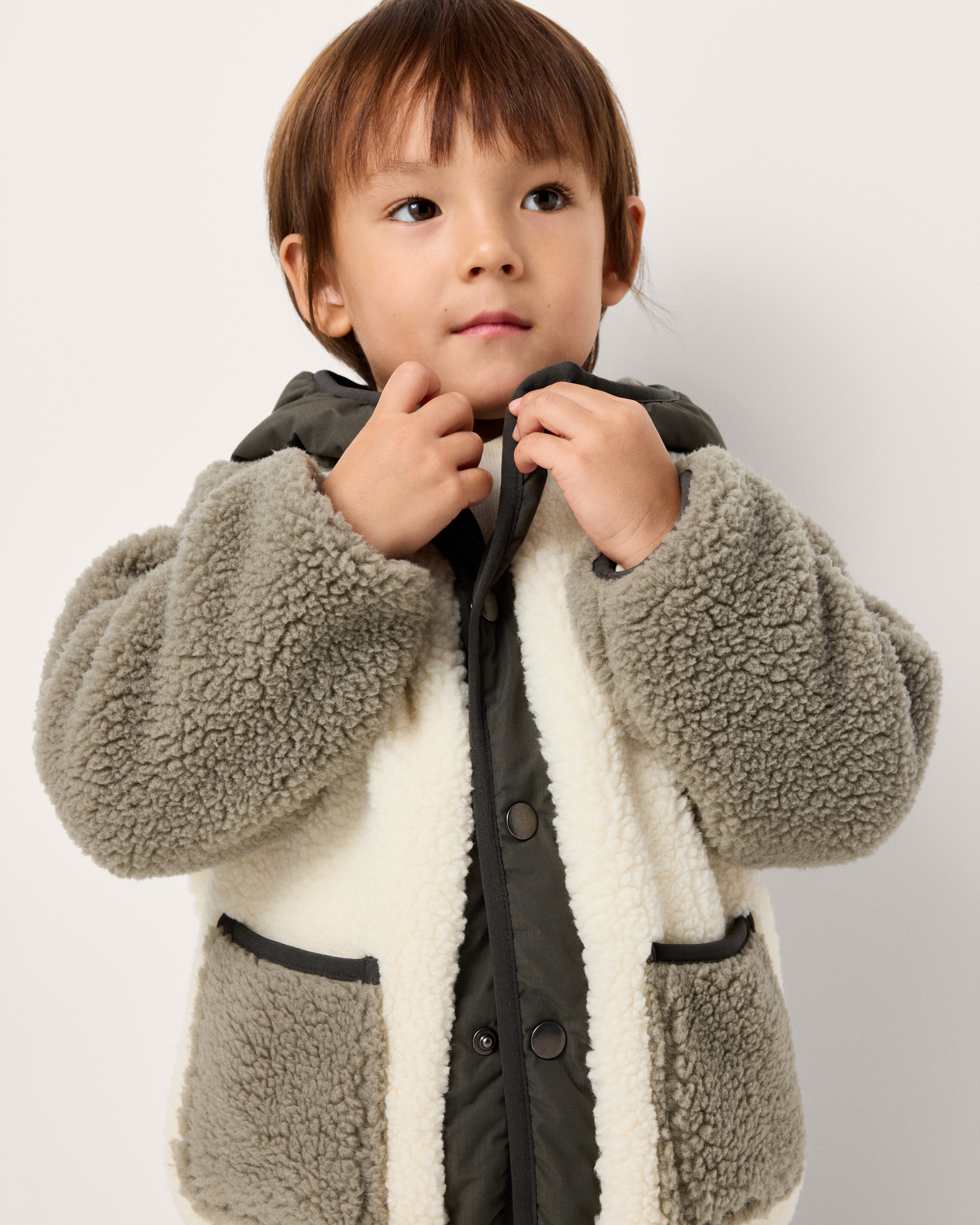 F&F Boys Fleece Colour Block Jacket in Green