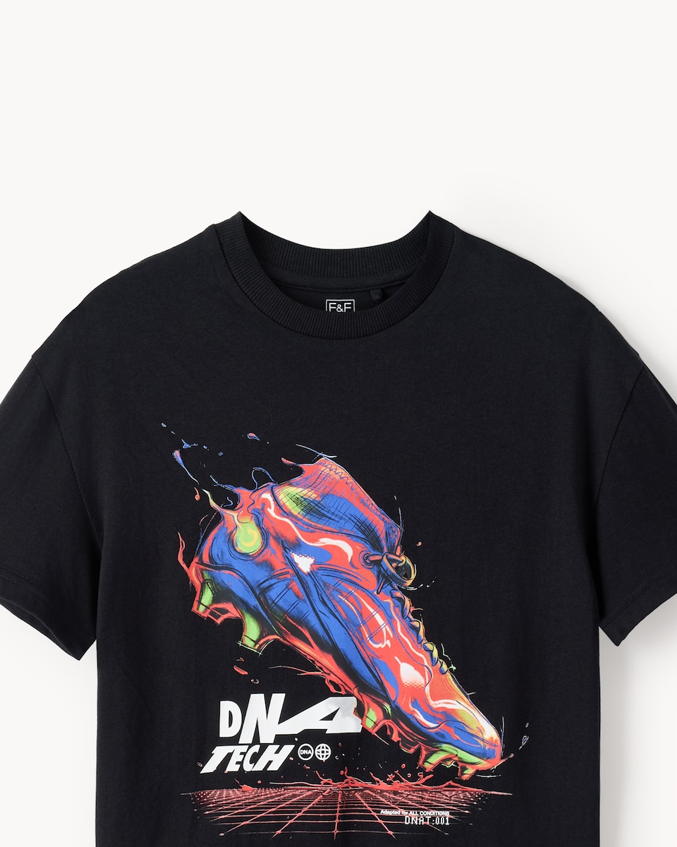 F&F Boys Pure Cotton Slogan Oversized Fit T-Shirt in Black - Tesco ...