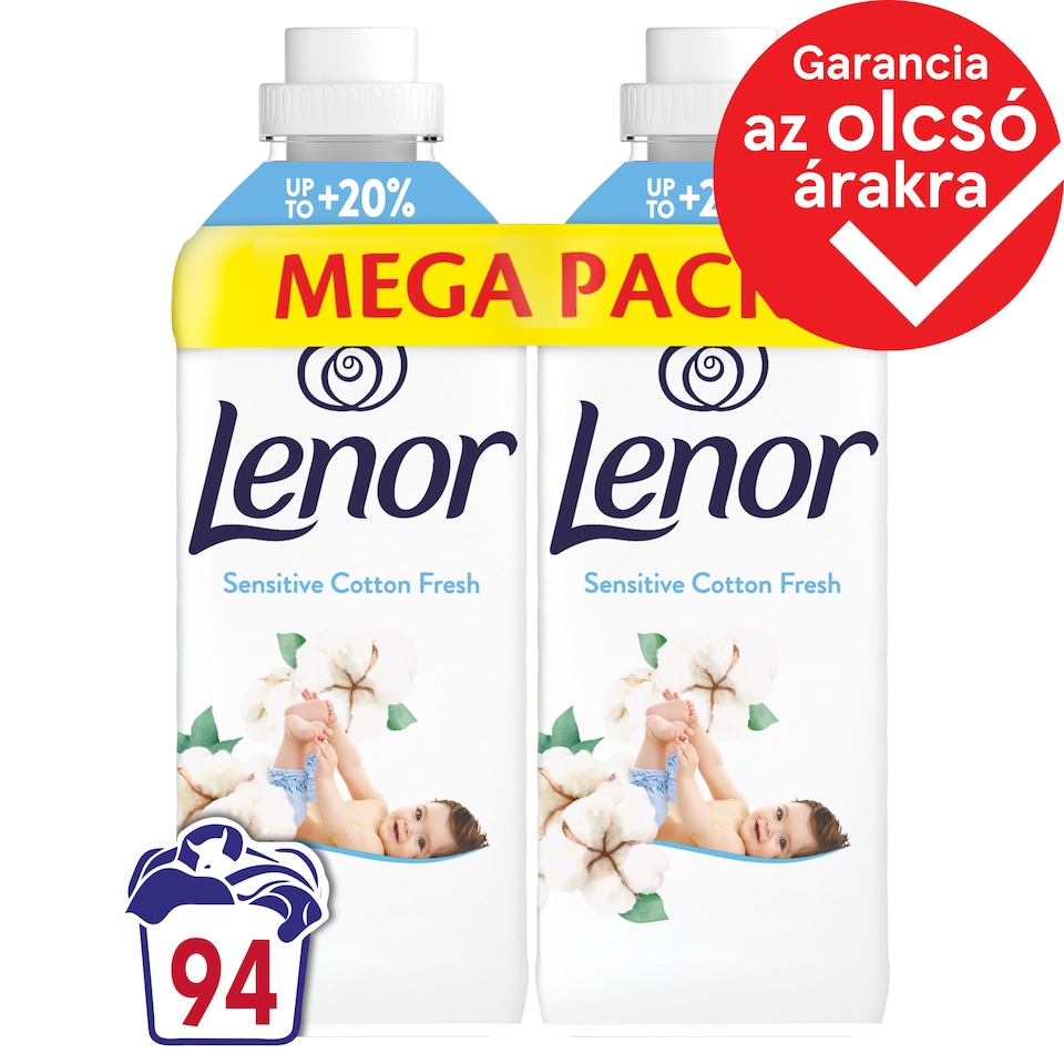 Lenor  Textilöblítő 94 Mosáshoz, Sensitive Cotton Fresh  1. kép