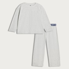 F&F Boys Cotton Rich NYC Waistband Pyjamas in Grey