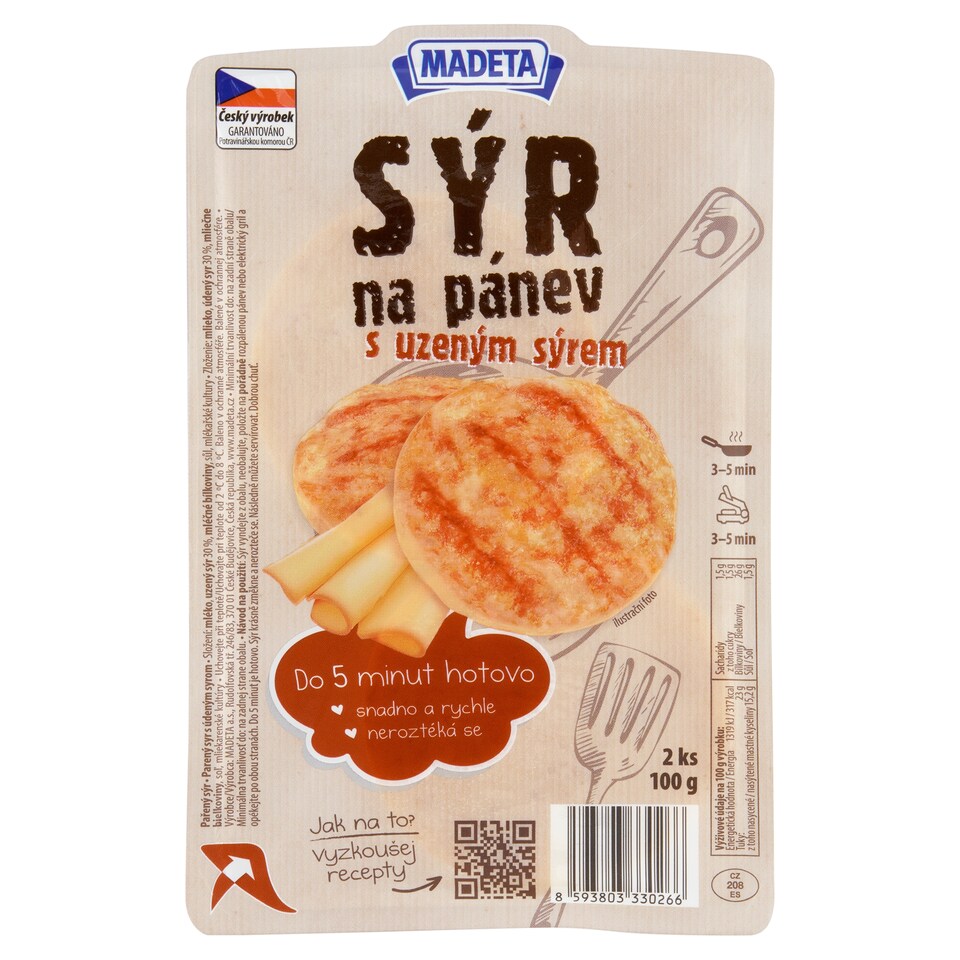 Madeta Sýr na pánev s uzeným sýrem 2 ks 100g