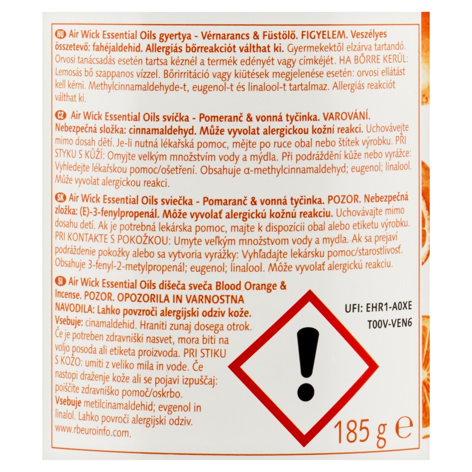 Obrázek 1 pro produkt Air Wick Essential Oils Svíčka pomeranč & vonná tyčinka 185g