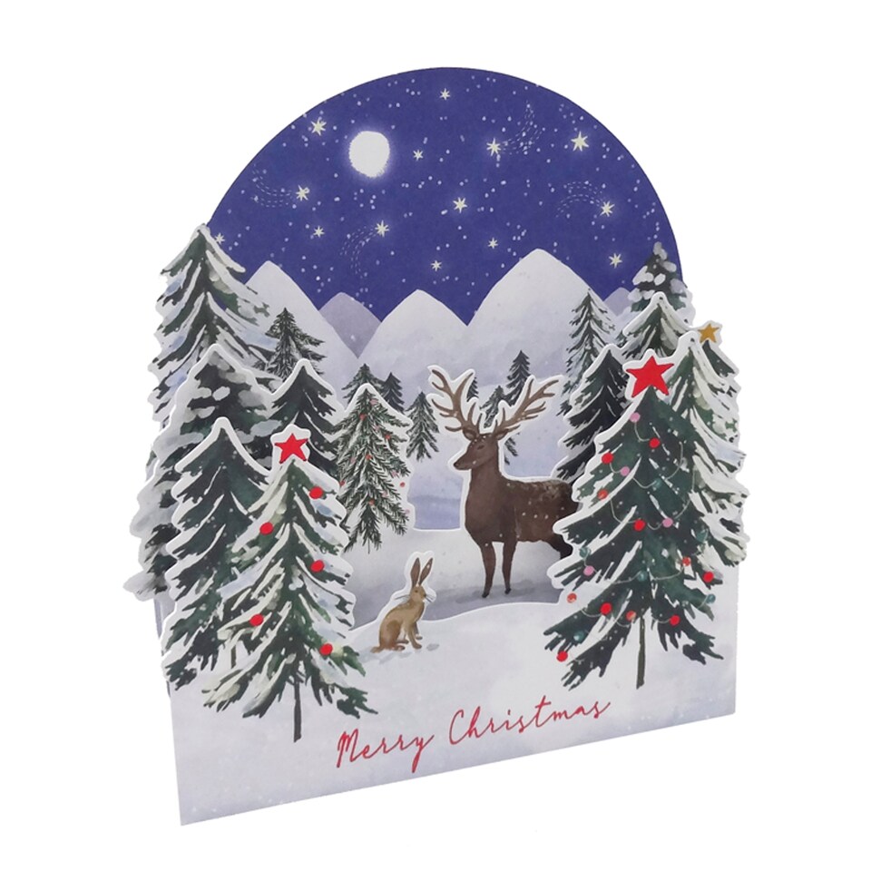 image 1 of Tesco Luxury 3D Stag Scene Cards 5 Pack
