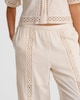 image 2 of The F&F Edit Pure Cotton Lace Insert Wide Leg Trousers in Cream