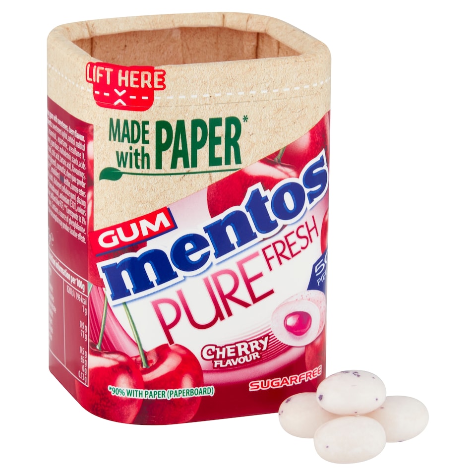 image 1 of Mentos Pure Fresh Cherry Flavour Gum 50 Pieces 97G