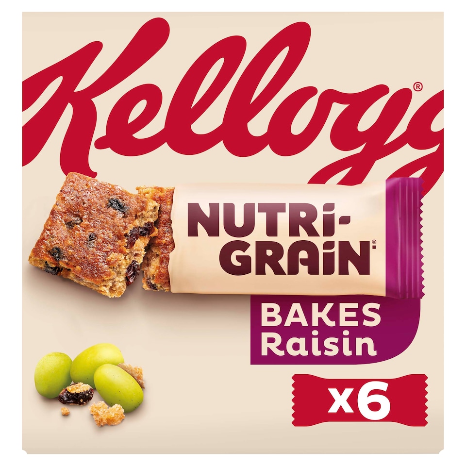 image 1 of Kellogg's Nutri-Grain Bakes Raisin Snack Bars 6x45g