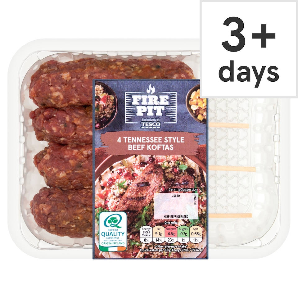 Tesco Fire Pit 4 Tennessee Style Beef Koftas 350g