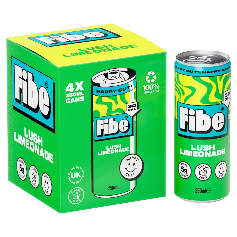 image 1 of Fibe Lush Limeonade Soda Drink 4 x 250ml