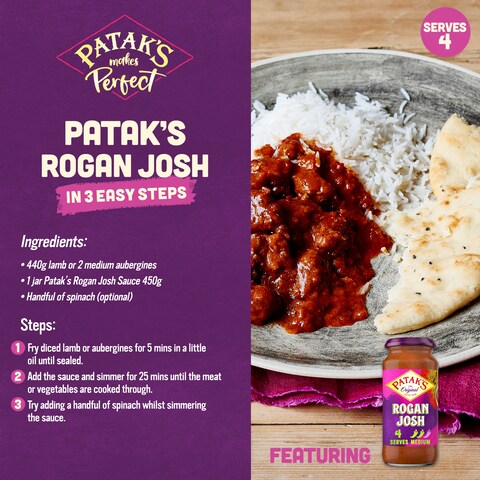 Patak's Indian Rogan Josh Curry Sauce 450g - Tesco Groceries