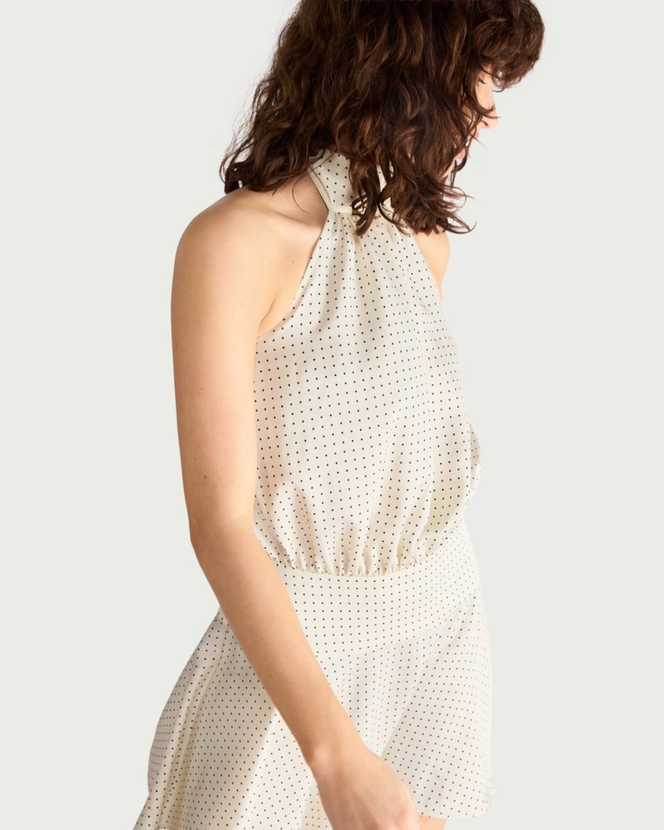 image 1 of F&F Polka Dot Halterneck Dress in Multi Black White