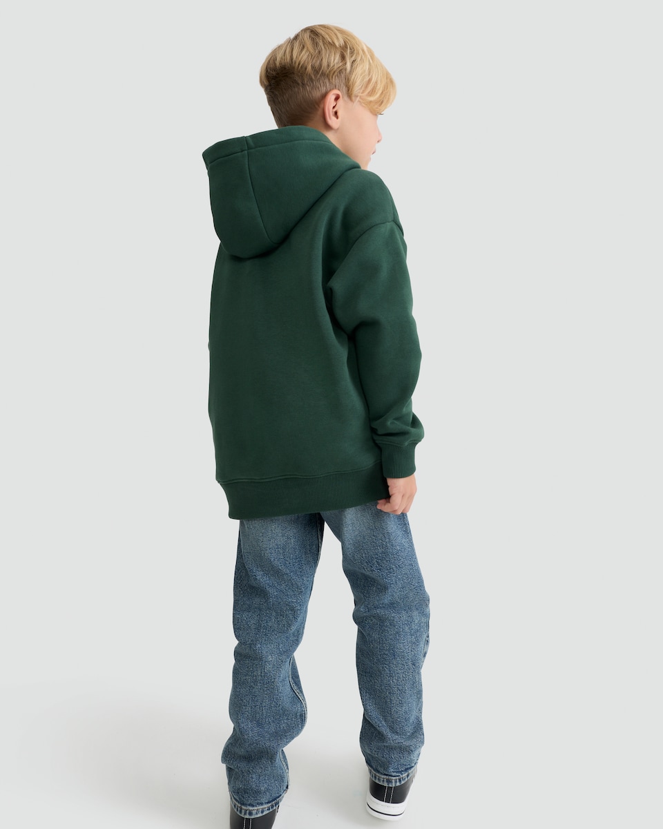 image 1 of F&F Boys Cotton Rich Feelin' Festive Christmas Hoodie in Green