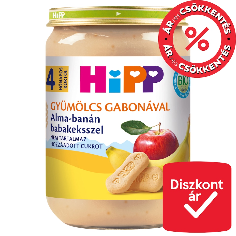 HiPP alma-banán babakeksszel bébidesszert 4 hónapos kortól 190 g