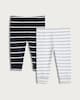 image 1 of F&F Baby 2-Pack Striped Leggings  in Navy