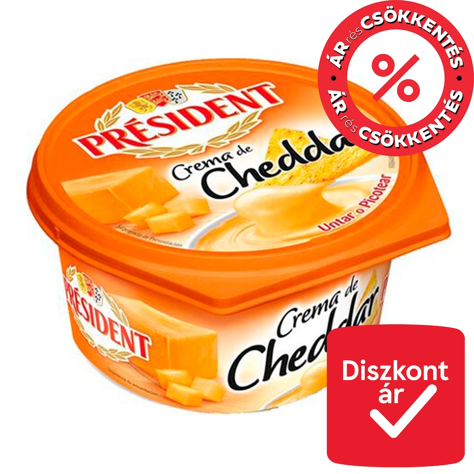 Président Creme de Cheddar Fondu kenhető sajtos krém cheddar sajttal 125 g