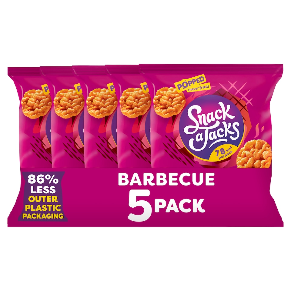 image 1 of Snack a Jacks Sizzling Barbecue Rice Cakes Multipack Snacks 5x19g