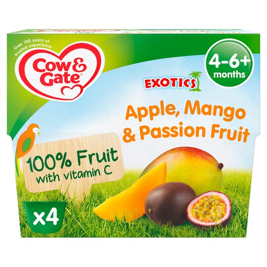 Cow & Gate Fruit Cup Apple/ Mango/ Passion Fruit 4 Pack
