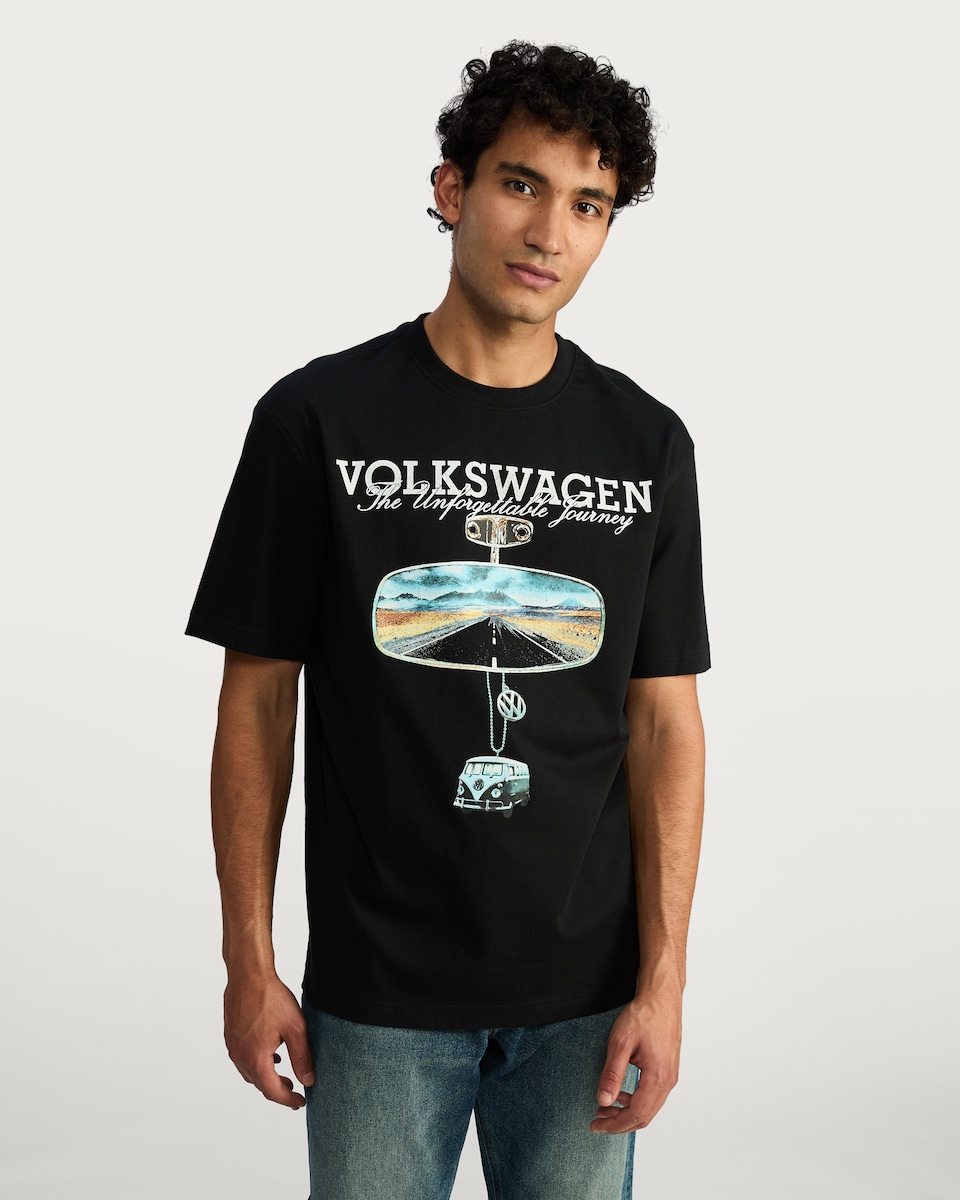 image 1 of VW Volkswagen Pure Cotton The Unforgettable Journey T-Shirt in Black