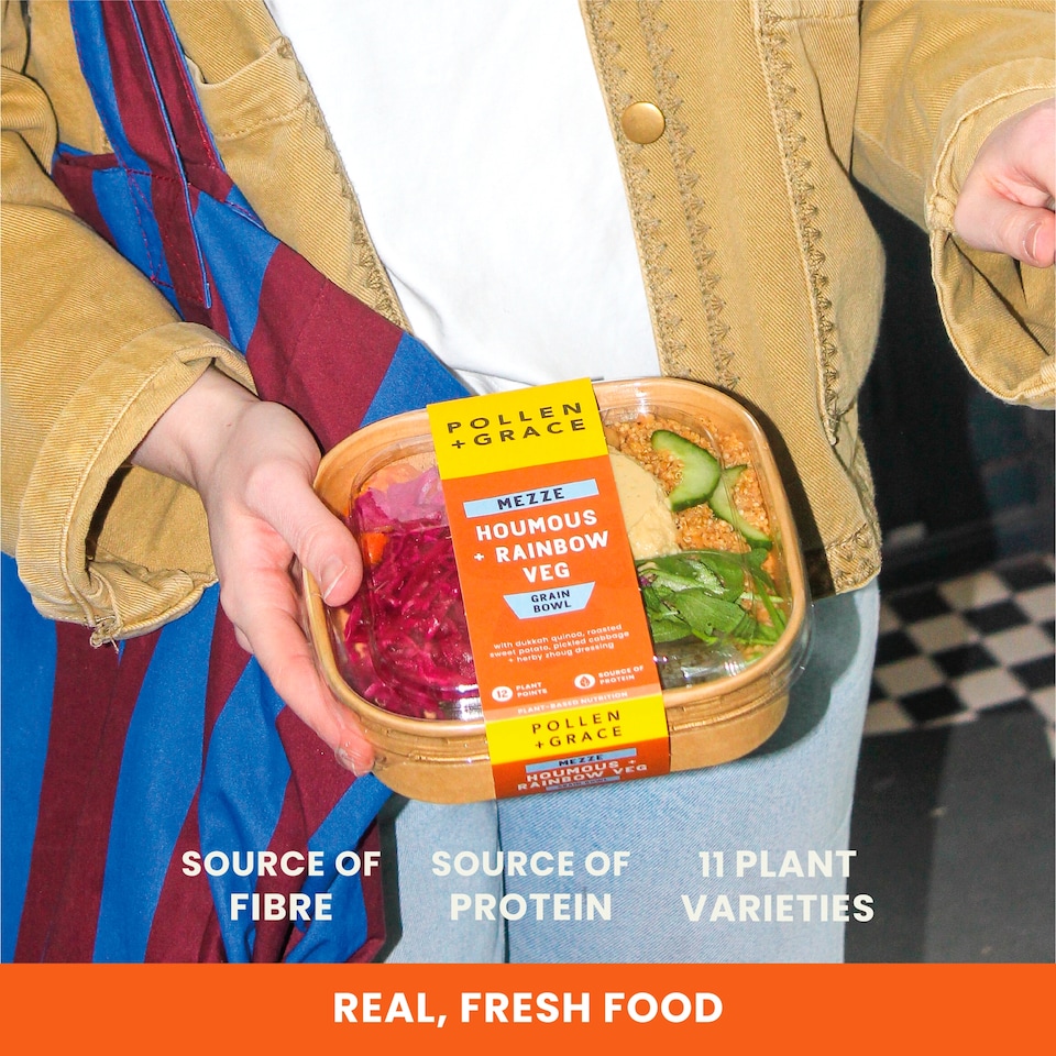 image 1 of Pollen & Grace Mezze Houmous + Rainbow Veg Grain Bowl 275g
