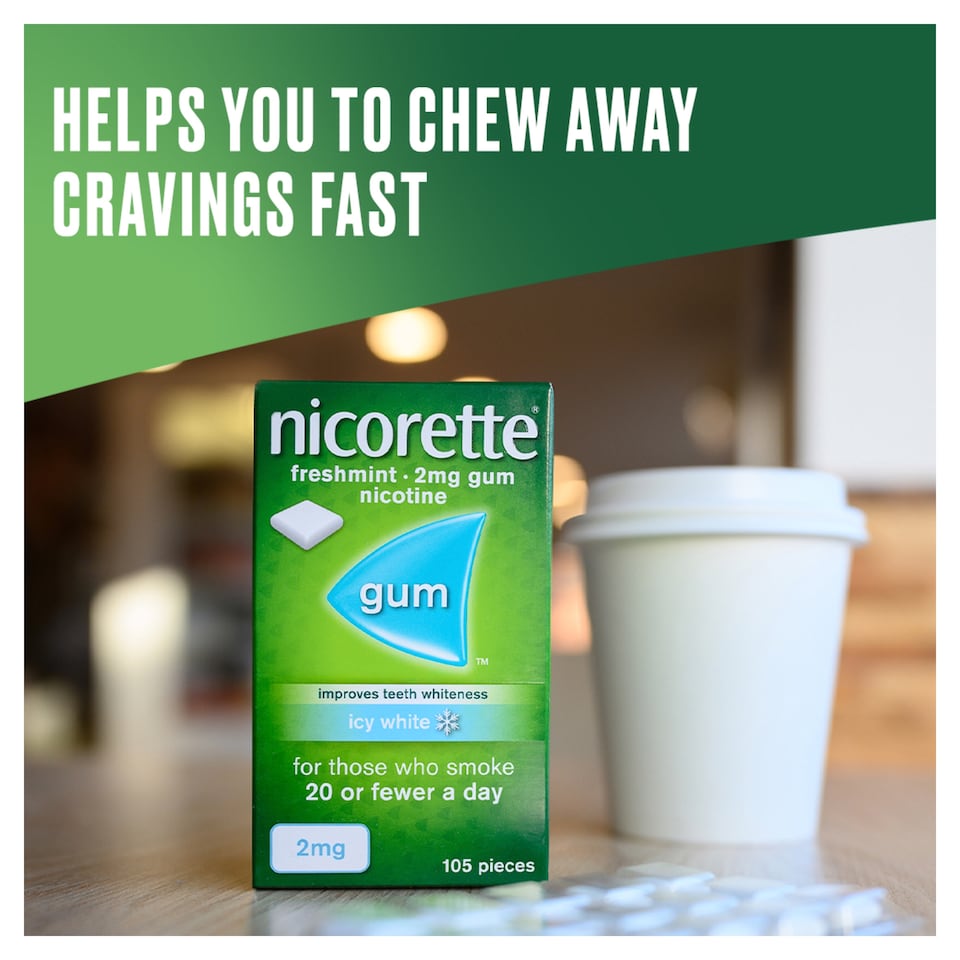 image 1 of Nicorette Stop Smoking Aid 4mg Nicotine Gum - Original Icy White 105s