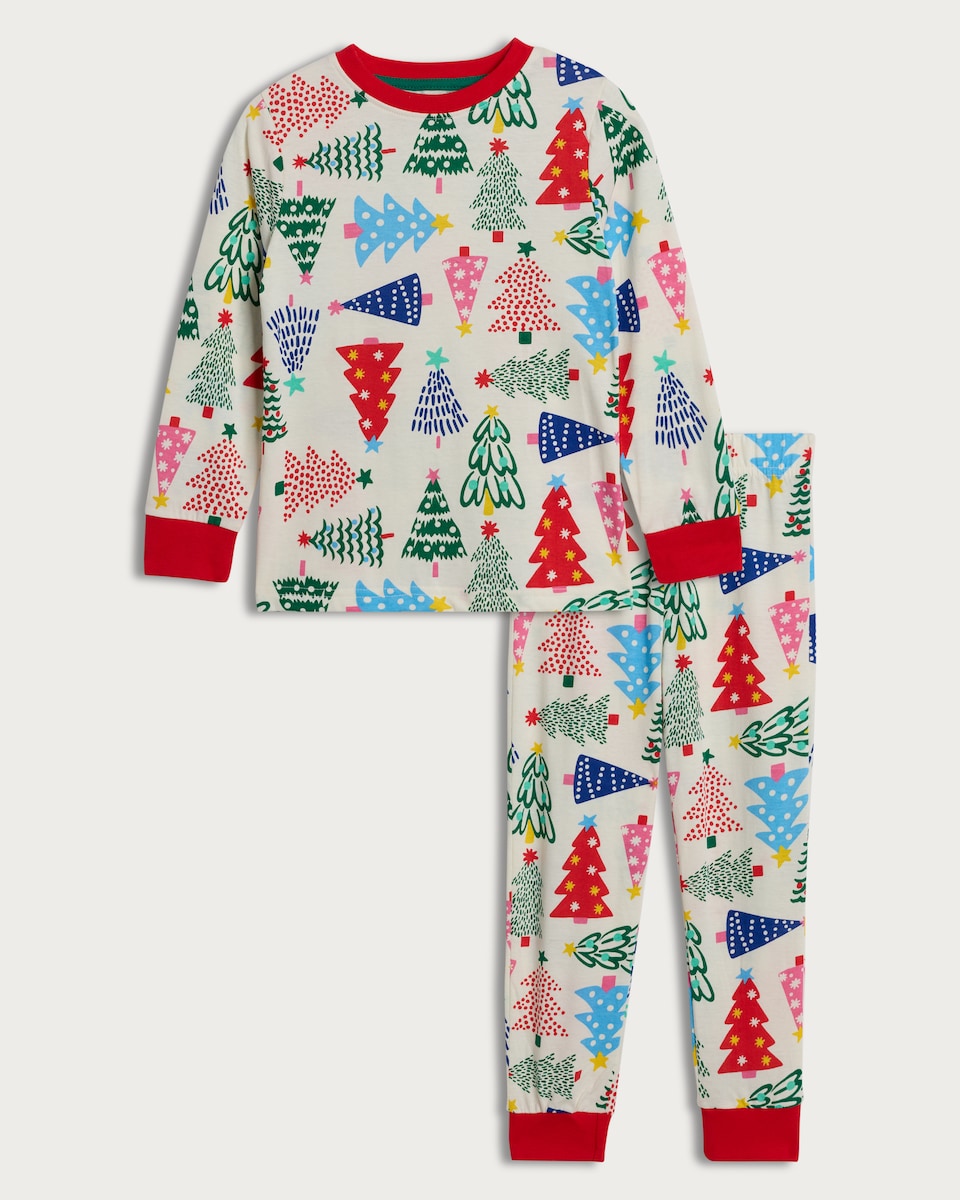 F&F Unisex Christmas Tree Print Pyjama Set in Multi