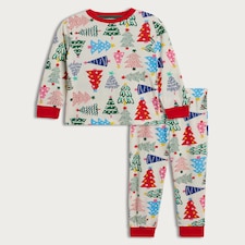 F&F Unisex Christmas Tree Print Pyjama Set in Multi