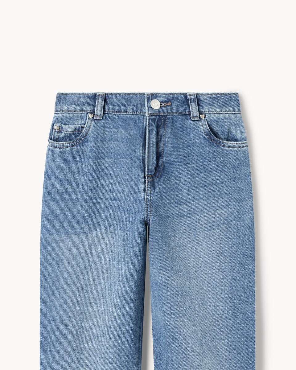 image 1 of F&F Girls Pure Cotton Wide Leg Jeans in Blue