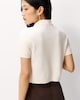 image 3 of F&F Short Sleeved Tie Neck Knitted Top in Neutral
