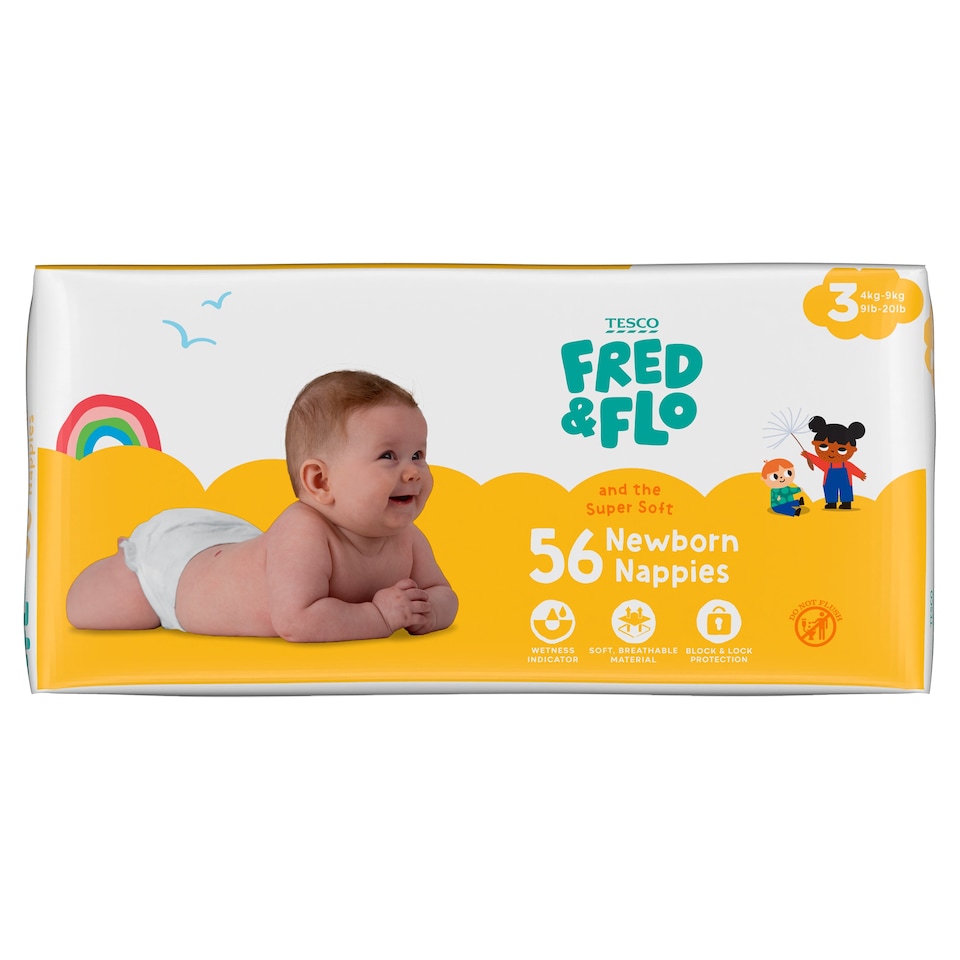 Fred & Flo Newborn Size 3 Newborn 56 Nappies