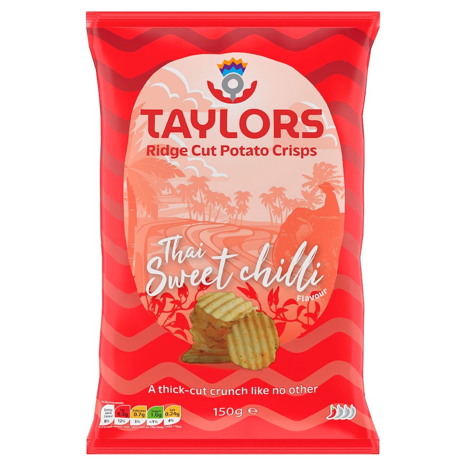 Taylors Ridge Cut Potato Crisps - Thai Sweet Chilli Flavour 150g