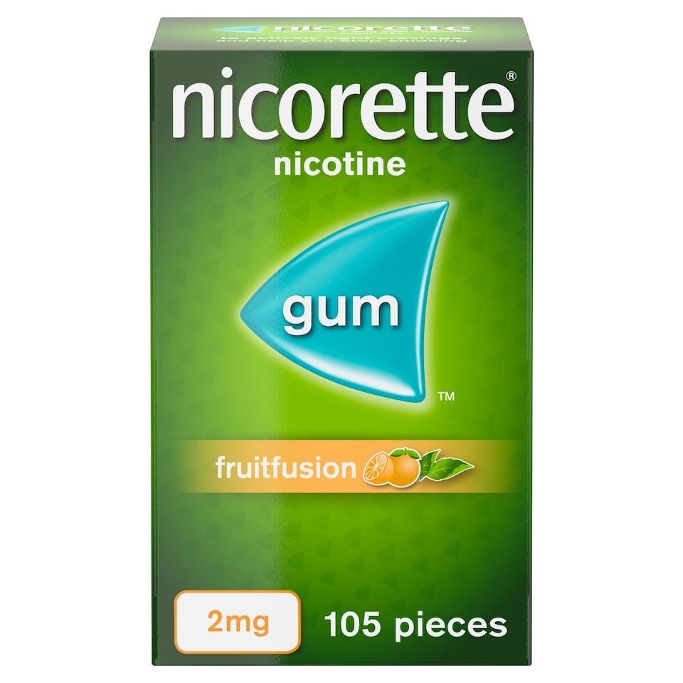image 1 of Nicorette Stop Smoking Aid 2mg Nicotine Gum - Fruitfusion 105s