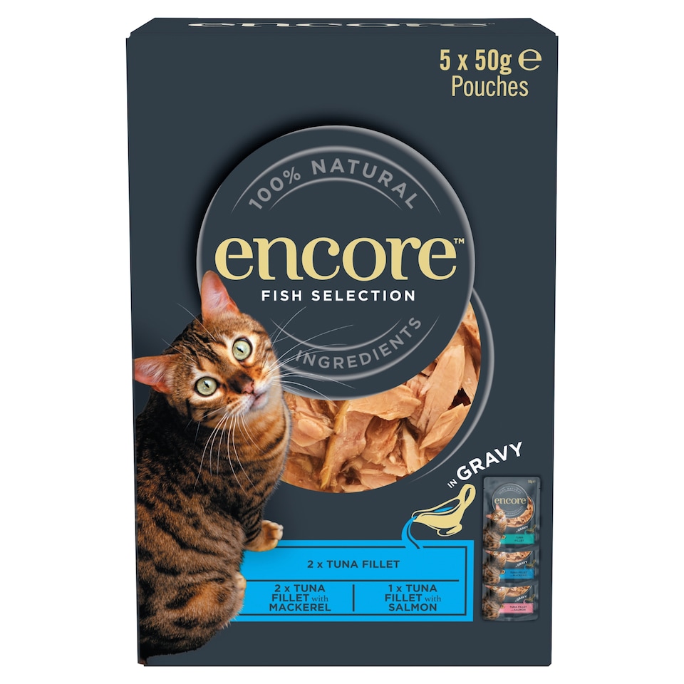 image 1 of Encore Natural Wet Cat Food Fish Selection in Gravy Pouches 5 x 50g