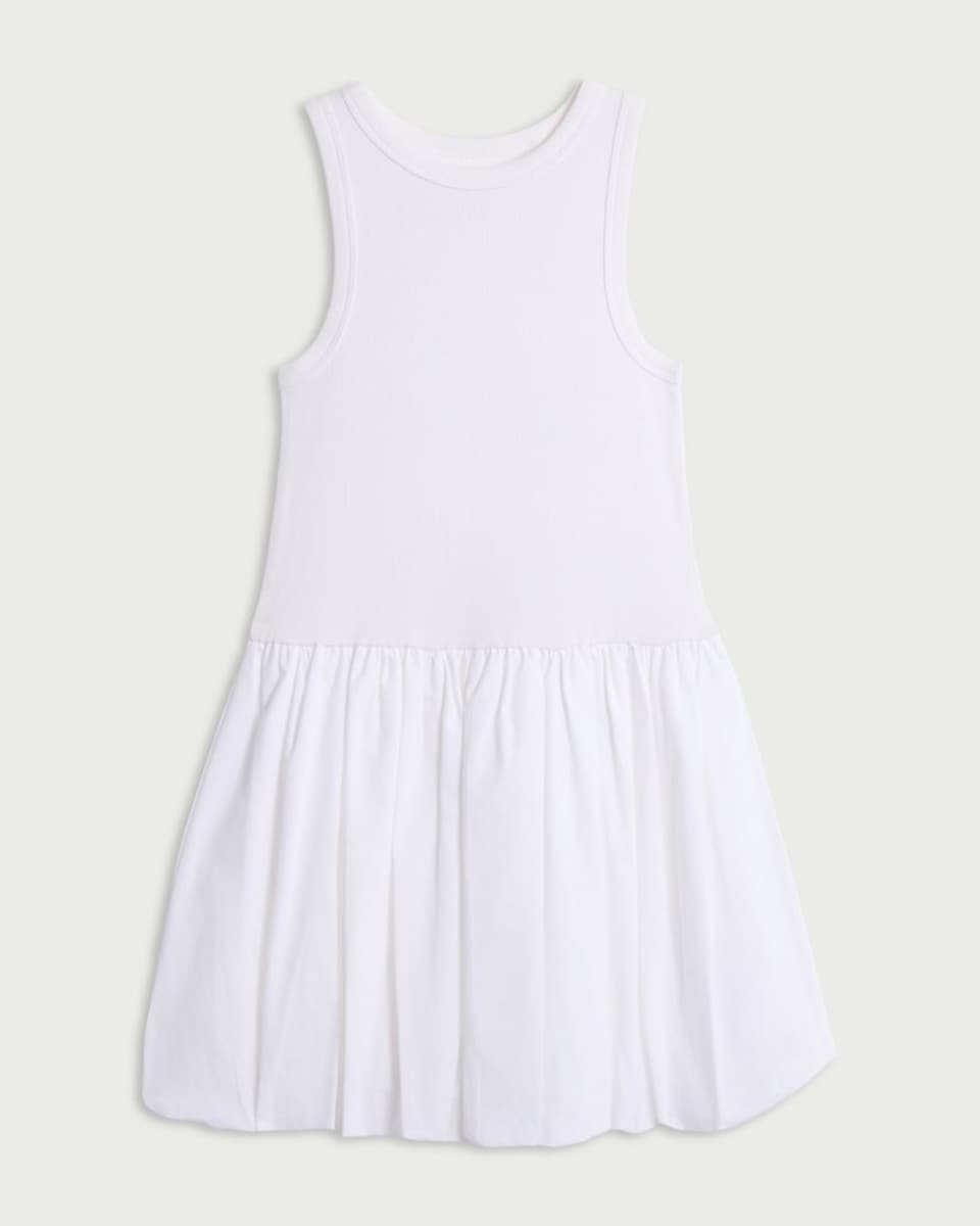 image 1 of F&F Girls Cotton Rich Sleeveless Dress in White
