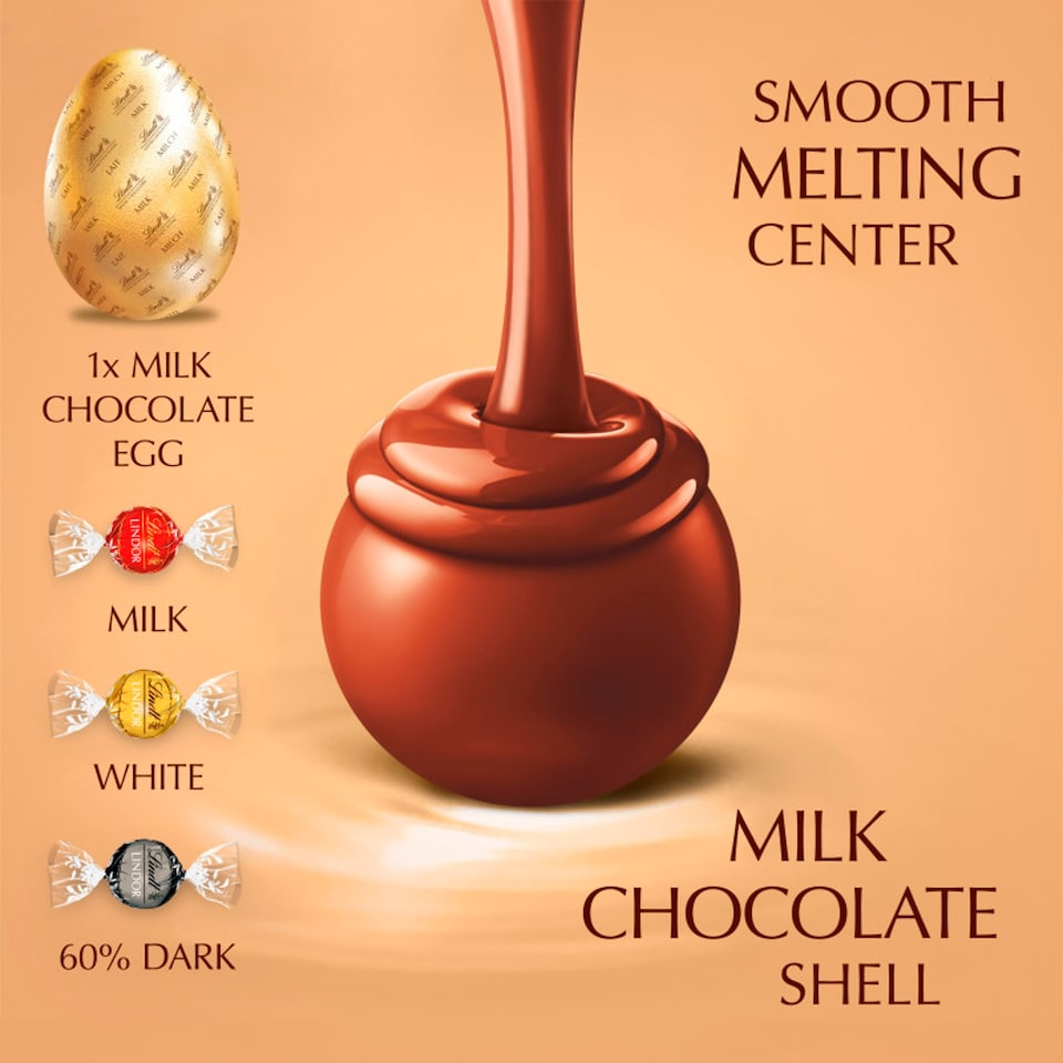 image 1 of Lindt Lindor Milk Chocolate Egg with Lindor Assorted Truffles 183g