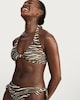 image 2 of F&F Zebra Print Halter Neck Bikini Top in Multi