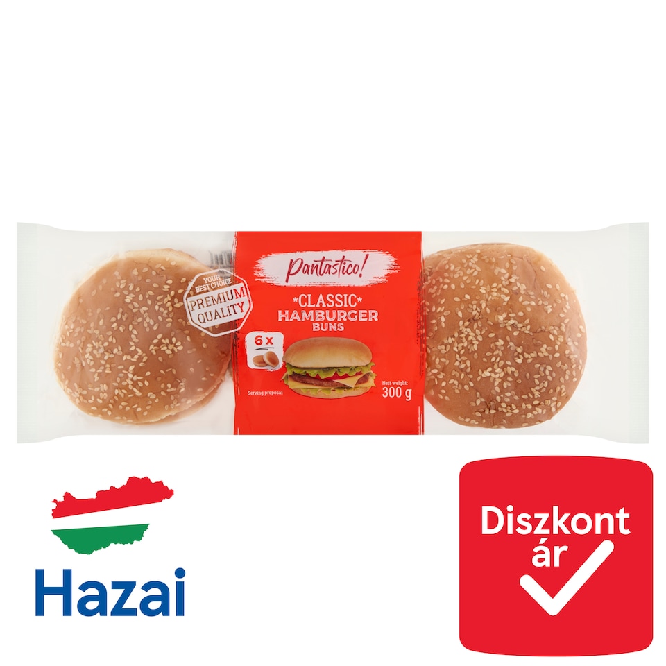Pantastico! Classic szezámmaggal szórt hamburgerzsemle 6 db 300 g