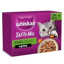 Whiskas Tasty Mix Chef's Choice Cat Food Pouches Gravy 12x85g