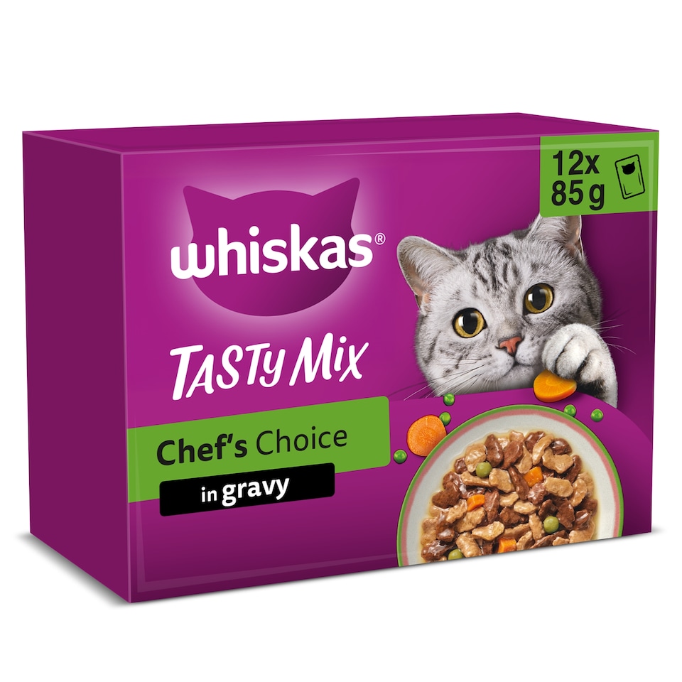 image 1 of Whiskas Tasty Mix Chef's Choice Cat Food Pouches Gravy 12x85g