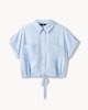 image 4 of F&F Modal Rich Pinstripe Short Sleeved Shirt in Blue