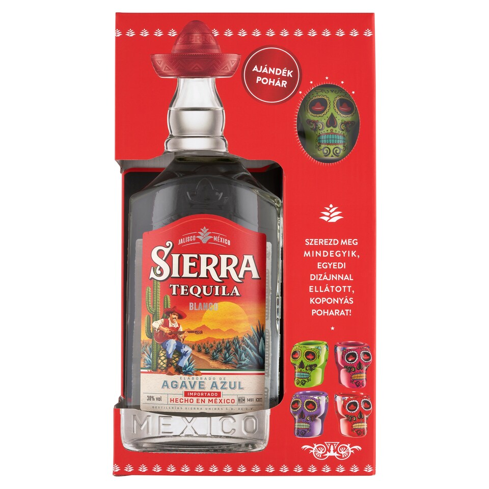 Sierra Tequila Blanco Mexican Agave Spirit 38% 0,7 l + Gift Cup