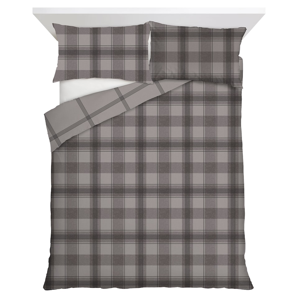 F&F Home Black Check Duvet Cover Set Double