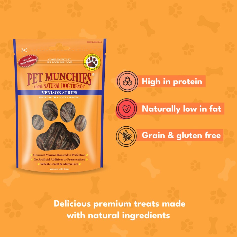 image 1 of Pet Munchies Natural Dog Treats Venison Strips 75g
