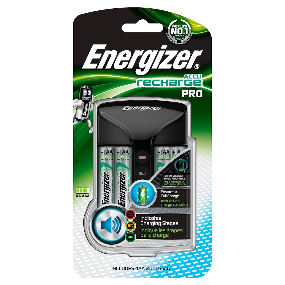 Energizer Pro Charger with 4 AA rechargeable Batteries included